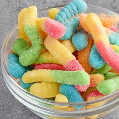 Gummy worms bites